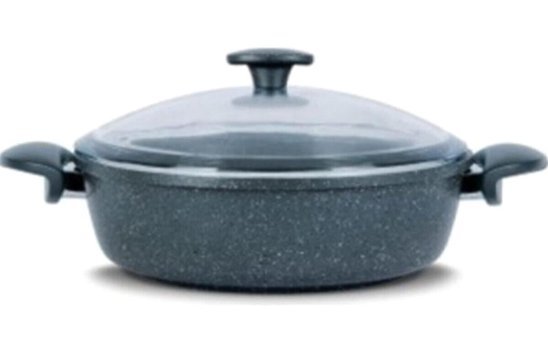 Thermoad Cam Kapaklı Granit 24 cm Basık Tencere