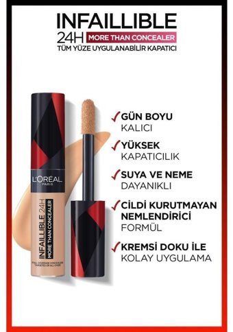 L'oreal Paris Infaillible 328 Linen Nemlendiricili Göz Altı ve Yüz Likit Fırça Kapatıcı
