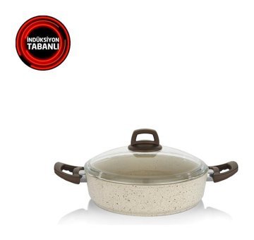 Schafer Profuse İndüksiyon Cam Kapaklı Granit 28 cm Basık Tencere