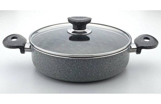 Arselon Eko Cam Kapaklı Granit 22 cm Basık Tencere