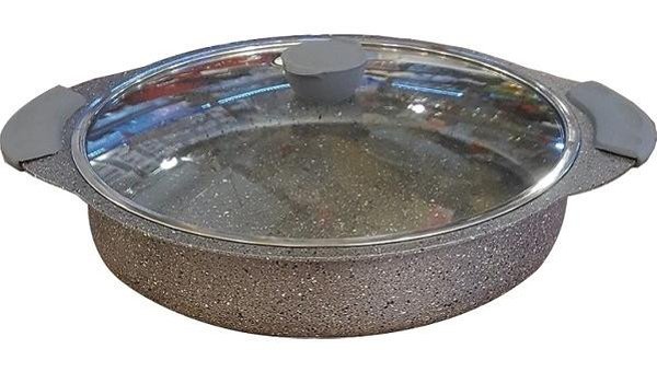 Oms Collection Cam Kapaklı Granit 32 cm Karnıyarık Tencere