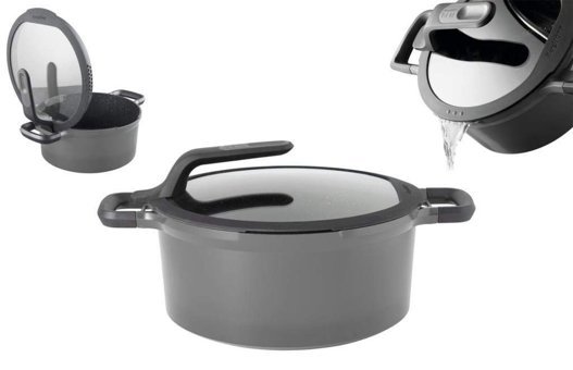Berghoff Gem Stay Cool 2307419 Cam Kapaklı Döküm 28 cm Derin Tencere