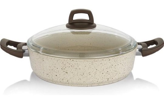 Schafer Profuse İndüksiyon Cam Kapaklı Granit 24 cm Basık Tencere