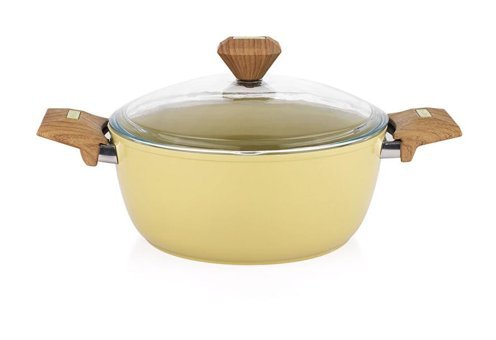 Schafer Fiesta Cam Kapaklı Seramik 24 cm Derin Tencere Yeşil