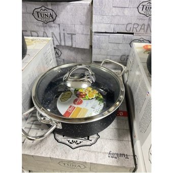 Tuna House No:20 Cam Kapaklı Granit 20 cm Basık Tencere