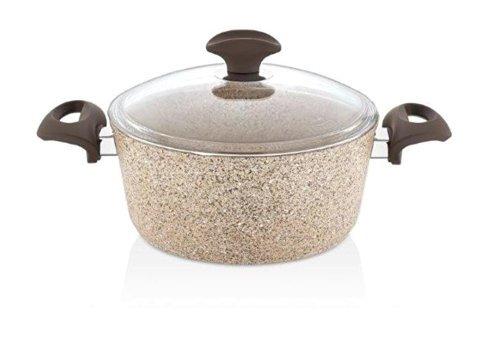 Falez Creamy CRE3005 Cam Kapaklı Granit 24 cm Derin Tencere
