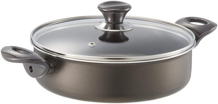 Mehtap Onyx Cam Kapaklı Teflon 24 cm Basık Tencere