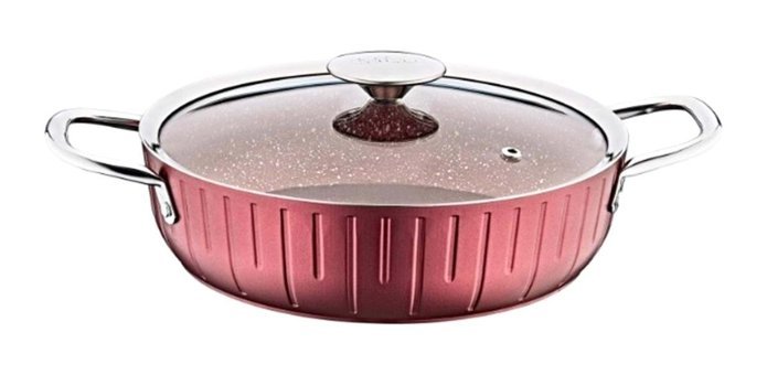 Oms Collection Colonna 3118 Cam Kapaklı Granit 24 cm Derin Tencere