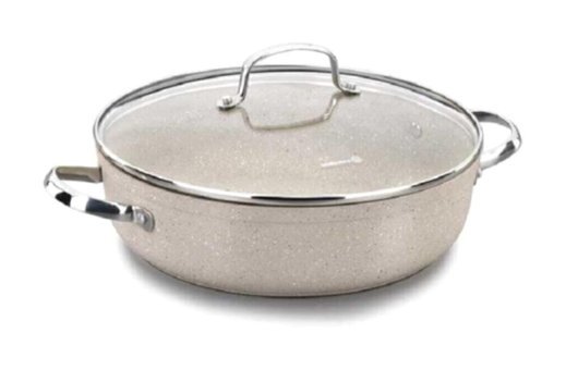 Korkmaz Granita Cam Kapaklı Granit 24 cm Basık Tencere