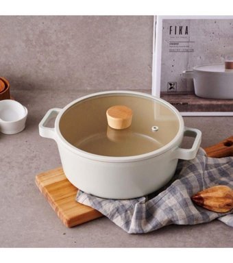 Neoflam Fika D-NEOF222 İndüksiyon Cam Kapaklı Döküm 22 cm Derin Tencere