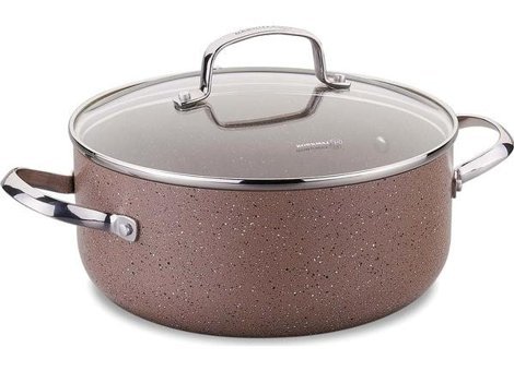 Korkmaz Browni Cam Kapaklı Granit 24 cm Derin Tencere