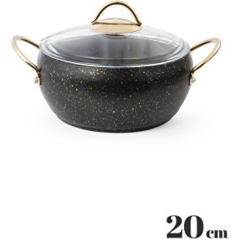 Esse Gold Cam Kapaklı Granit 20 cm Derin Tencere