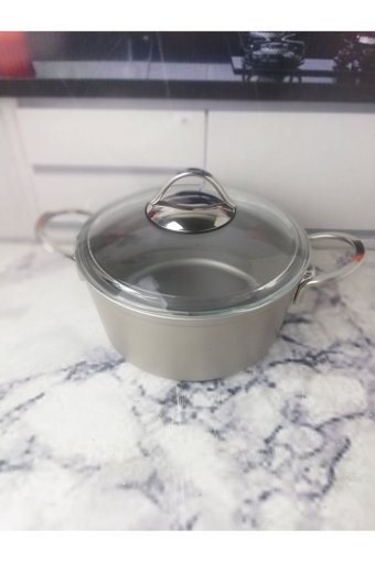 Tarık Home Ultra Ezme Cam Kapaklı Granit 20 cm Derin Tencere