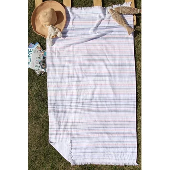 Baveno 90x150 cm Pamuklu Plaj Havlusu Gri Pembe