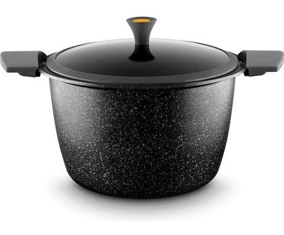 Castey Vulcano Cam Kapaklı Granit 22 cm Derin Tencere