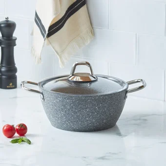Karaca Bio Vierno Cam Kapaklı Granit 24 cm Derin Tencere