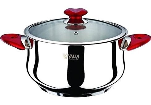 Vivaldi Cam Kapaklı Çelik 30 cm Derin Tencere