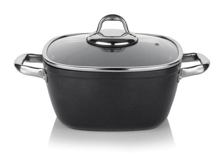Schafer Gastronomie Master Cam Kapaklı Granit 24 cm Derin Tencere Siyah