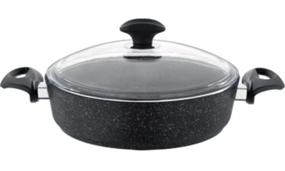 Falez Black Plus Cam Kapaklı Granit 28 cm Karnıyarık Tencere