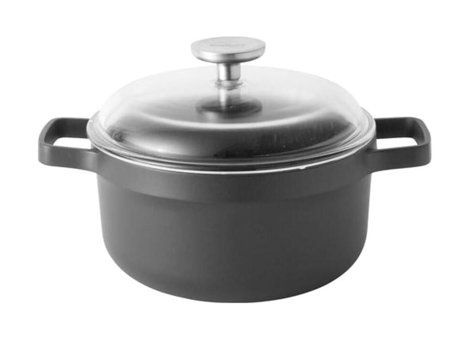 Berghoff 2307310 Cam Kapaklı Döküm 24 cm Derin Tencere