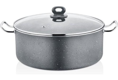 Cosiness Mega Cam Kapaklı Granit 36 cm Derin Tencere