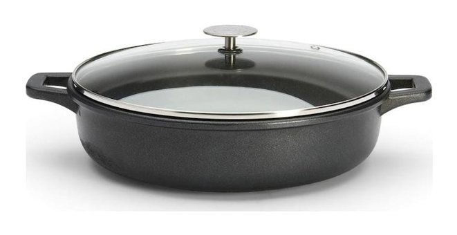 De Buyer Choc Extreme Cam Kapaklı Granit 28 cm Basık Tencere