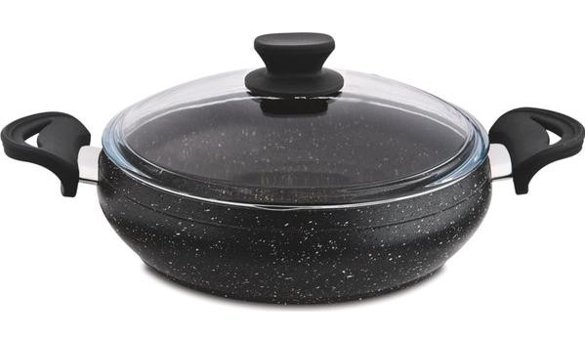 Essenso Ezme Cam Kapaklı Granit 28 cm Karnıyarık Tencere