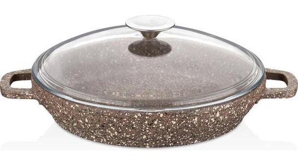 Cem Unique Cam Kapaklı Granit 28 cm Karnıyarık Tencere