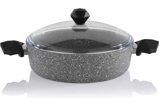 Schafer Cory Cam Kapaklı Granit 30 cm Basık Tencere