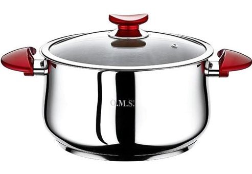 Oms Collection 2038 Cam Kapaklı Çelik 26 cm Derin Tencere