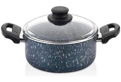 Cem Premium Cam Kapaklı Granit 24 cm Derin Tencere