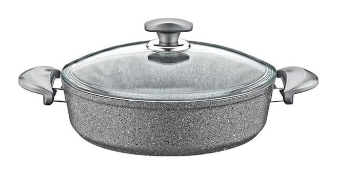 Oms Collection 3310 Cam Kapaklı Granit 30 cm Karnıyarık Tencere