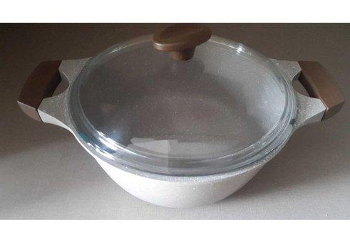 Thermoad Graneu Cam Kapaklı Granit 24 cm Derin Tencere