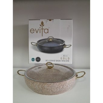 Evita Bio Cam Kapaklı Granit 30 cm Basık Tencere