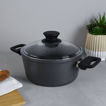 Aryıldız Truecook Cam Kapaklı Granit 22 cm Derin Tencere