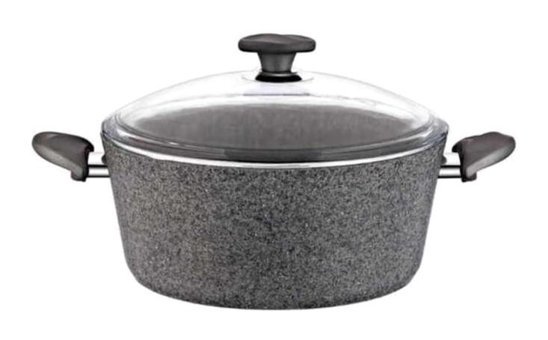 Papilla Nature Stone Cam Kapaklı Granit 20 cm Derin Tencere
