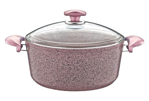Oms Collection Bio 3110 Cam Kapaklı Granit 18 cm Derin Tencere Gri
