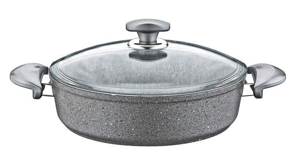 Oms Collection Bio 3310 Cam Kapaklı Granit 28 cm Karnıyarık Tencere