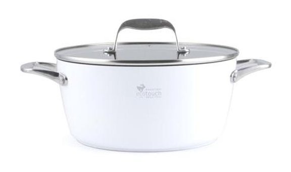 Essenso Ecotouch Bristol İndüksiyon Cam Kapaklı Granit 24 cm Derin Tencere Beyaz