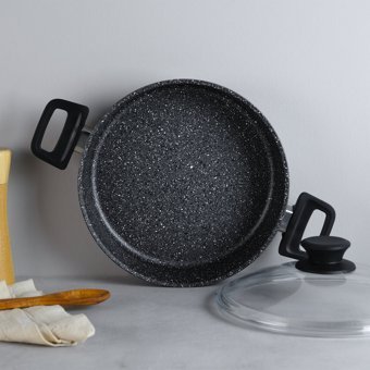 Aryıldız Truecook Cam Kapaklı Granit 26 cm Basık Tencere