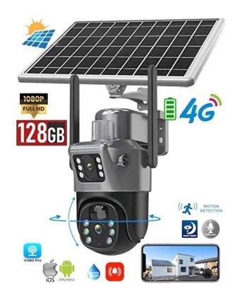 Avenir Av-M12 Güneş Enerjili 2 Kameralı 360 Derece Dönen Gece Görüşlü Dış Mekan Güvenlik Kamerası