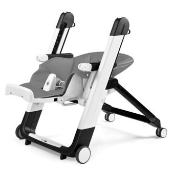 Peg Perego Siesta Follow Me 5 Noktalı Emniyet Kemerli 20 kg Taşıma Kapasiteli Tekerlekli Tepsili Oturaklı Yükselticili Katlanır Portatif Mama Sandalyesi Siyah