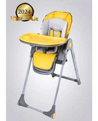 Baby Care Bc-511 Flex 5 Noktalı Emniyet Kemerli 20 kg Taşıma Kapasiteli Tekerlekli Tepsili Oturaklı Yükselticili Portatif Mama Sandalyesi Sarı