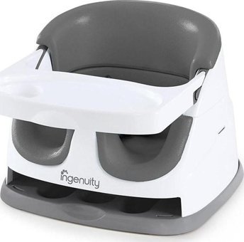 Ingenuity Baby Base 3 Noktalı Emniyet Kemerli Tekerleksiz Tepsili Oturaklı Portatif Mama Sandalyesi Gri