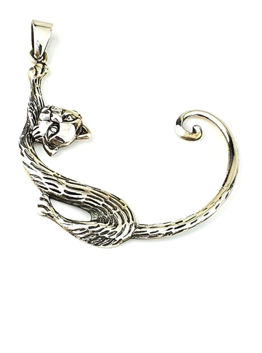 Oseshop Kedili Forse Zincir Kadın Gümüş Kolye