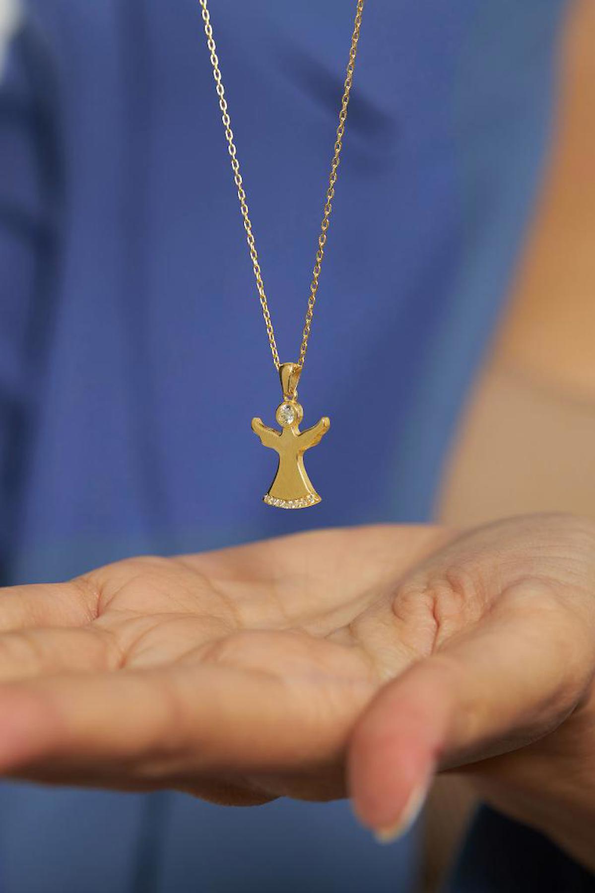 Roza Silver Semazenli Beyaz Zirkon Taşlı Zincir Forse Zincir Kadın Gümüş Kolye 45 cm