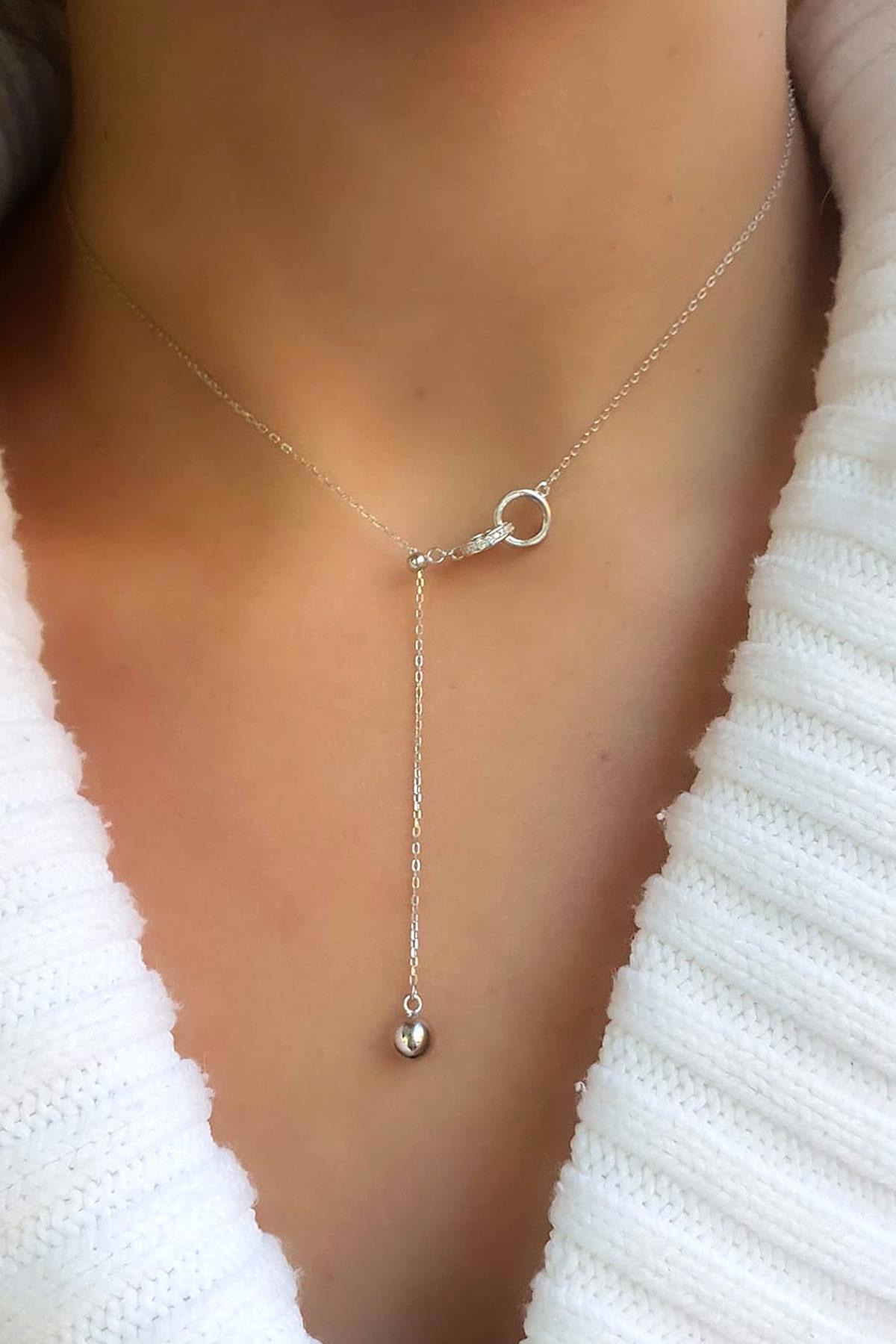Oseshop Aşıklar Figürlü Beyaz Zirkon Taşlı 925 Ayar Kararmayan Forse Zincir Kadın Gümüş Kolye 45 cm