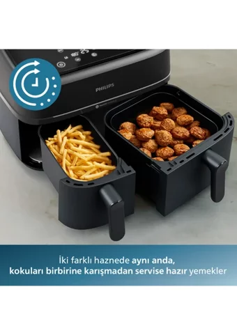 Philips NA350/00 Airfryer 9 lt Tek Hazneli Led Ekranlı Sıcak Hava Fritözü Siyah
