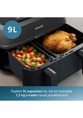 Philips NA350/00 Airfryer 9 lt Tek Hazneli Led Ekranlı Sıcak Hava Fritözü Siyah