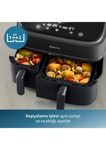 Philips NA350/00 Airfryer 9 lt Tek Hazneli Led Ekranlı Sıcak Hava Fritözü Siyah